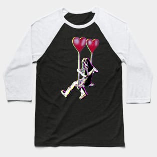 Banksy Ballon Girl Yellow Cyan Magenta Screenprinted Baseball T-Shirt